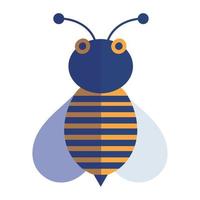 bij insect dier grappig in tekenfilm vlak icoon stijl vector