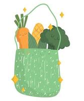 tekenfilm groenten in zak vrolijk voedsel mascotte icoon vector