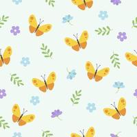 vlinder en bloemen naadloos patroon. vector