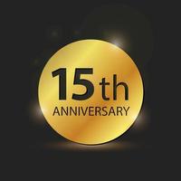 goud cirkel bord elegant logo 15e jaar verjaardag viering vector