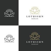 lotus zon logo icoon vlak ontwerp sjabloon vector