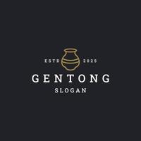 pot Gentong gemakkelijk lijn kunst logo sjabloon vector illustratie ontwerp