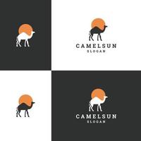 kameel zon logo icoon vlak ontwerp sjabloon vector