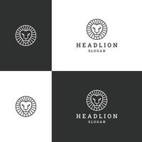 hoofd leeuw logo pictogram platte ontwerpsjabloon vector