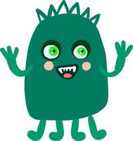 gelukkig groen monster, illustratie, vector Aan wit achtergrond.
