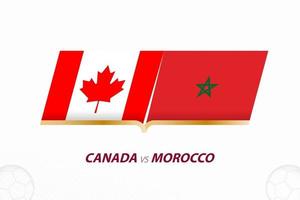 Canada vs Marokko in Amerikaans voetbal wedstrijd, groep a. versus icoon Aan Amerikaans voetbal achtergrond. vector