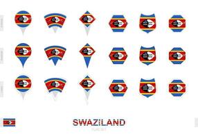 verzameling van de Swaziland vlag in verschillend vormen en met drie verschillend Effecten. vector