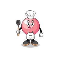 mascotte illustratie van gom bal chef vector