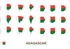 verzameling van de Madagascar vlag in verschillend vormen en met drie verschillend Effecten. vector