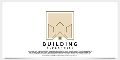 echt landgoed, gebouw logo ontwerp met creatief concept vector