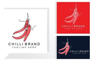 pittig Chili logo ontwerp, rood groente illustratie, keuken ingrediënten, heet Chili vector merk producten