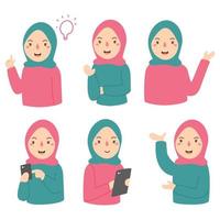 eenvoudig rgbflat vrouw met hijab nemen foto's met smartphone vector