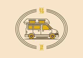 wijnoogst kunst illustratie van een camper busje auto vector