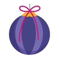 vrolijk Kerstmis Purper bal met boog decoratie en viering icoon vector