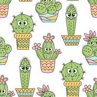 cactus naadloos patroon tekenfilm tekening stijl vector