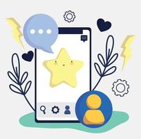 smartphone avatar favoriete toespraak bubbel sociaal media vector