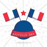 Frankrijk vlaggen met ster en lint van gelukkig Bastille dag vector ontwerp