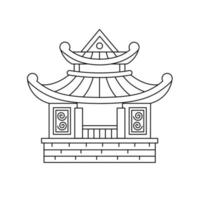 historisch Aziatisch gebouw, religieus gebouw, pagode. gebouwen van China, Vietnam, Korea. vector lineair illustratie, icoon