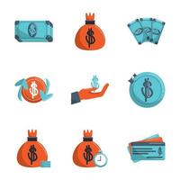 geld bedrijf financieel handel handel pictogrammen reeks kleur toon en vullen vector
