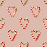 Kerstmis gestreept snoepjes in hart vorm naadloos patroon. retro modieus naadloos patroon ontwerp. minimalistisch pastel patroon voor geschenk wrap, briefpapier, textiel en affiches. winter vakantie concept. vector
