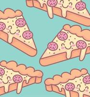 smakelijk pizza karakter menu restaurant tekenfilm voedsel schattig vector