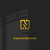 logo icoon ontwerp brief n goud luxe kleur met elegant gemakkelijk blad vorm eps 10 vector