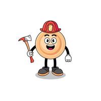 tekenfilm mascotte van knop brandweerman vector