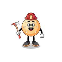 tekenfilm mascotte van sesam bal brandweerman vector