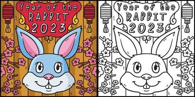 jaar van de konijn 2023 kleur bladzijde illustratie vector