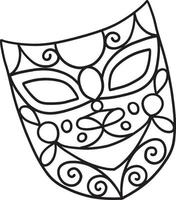 mardi gras masker geïsoleerd kleur bladzijde voor kinderen vector