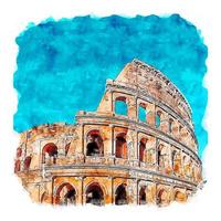 rome italië aquarel schets hand getekende illustratie vector