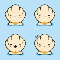 vector illustratie van kawaii zee schelp emoji