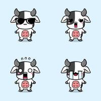 vector illustratie van kawaii koe emoji sticker