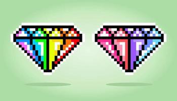 pixel 8 bit regenboog diamant. object item voor game-activa vectorillustraties. vector