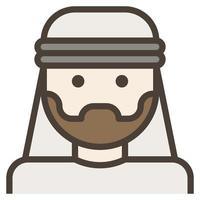 Arabisch Mens avatar gelaats haar- baard tulband klem kunst icoon vector