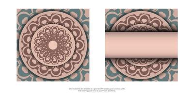 felicitatie- brochure in roze kleur met een mandala patroon voor uw Gefeliciteerd. vector