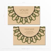 bedrijf kaart ontwerp in beige kleur met luxueus ornamenten. elegant bedrijf kaarten met plaats voor uw tekst en abstract patronen. vector