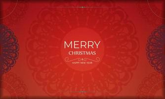 feestelijk brochure vrolijk Kerstmis rood met luxe bordeaux ornament vector