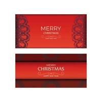 rood kleur vrolijk Kerstmis vakantie folder met wijnoogst bordeaux ornament vector