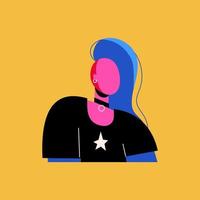 portret van een meisje met blauw haar. een punk- vrouw met een hanenkam. rots en rollen ster vector