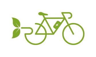 groen energie eco fiets silhouet icoon. eco vriendelijk elektriciteit stad vervoer glyph pictogram. fiets Aan elektrisch macht symbool. opslaan milieu vervoer. geïsoleerd vector illustratie.