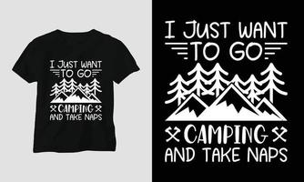 camping SVG ontwerp met kamp, tent, berg, rinkelen, boom, lint, wandelen silhouet vector