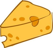 stuk van kaas, illustratie, vector Aan wit achtergrond.