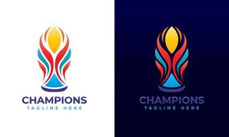 kampioenen kop en trofee logo abstract kleurrijk helling illustratie voor sport- toernooi vector