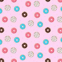 donuts naadloos patroon. gekleurde donuts geassorteerd, Amerikaans zoet voedsel. ontwerp voor kleding stof afdrukken, bakkerij sticker tekenfilm vector toetje structuur