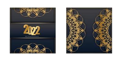 folder 2022 vrolijk Kerstmis zwart met luxe goud patroon vector