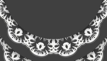 zwart banier met Indisch wit patroon en plaats voor uw logo vector