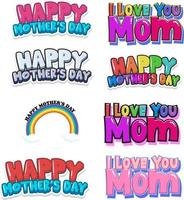 gelukkige moederdag teken set vector