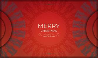 brochure vrolijk Kerstmis en gelukkig nieuw jaar rood kleur met wijnoogst bordeaux patroon vector