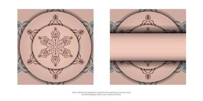 roze kleur brochure met mandala patroon voor uw ontwerp. vector